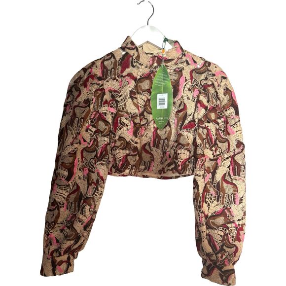 Farm Rio NWT Embroidered Horses Guipure-Lace Blouse - Picture 7 of 15